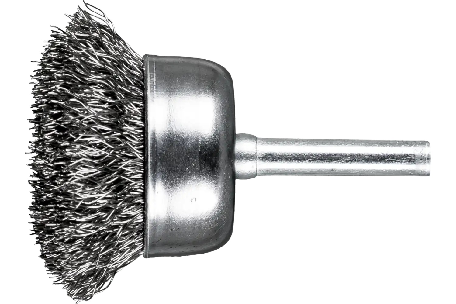 Picture of Pferd Crimped Mounted Cup Brush 1-3/4" Dia. .012 Stainless Steel 1/4" Shank